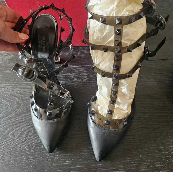 AUTHENTIC VALENTINO GARAVNI ROCKSTUD PUMPS 🚫 MISSING ROCK STUDS🚫 38 BLACK - Picture 4 of 9